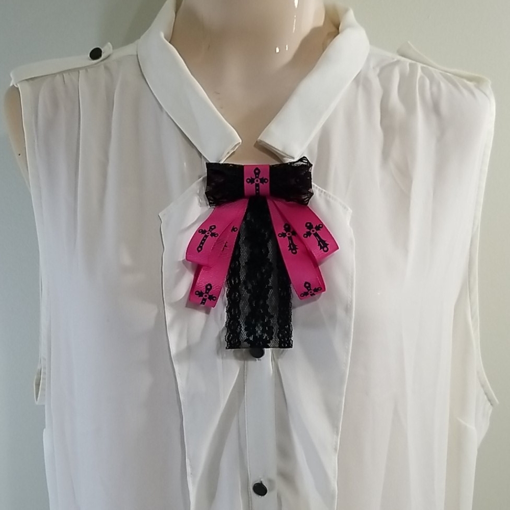 Handmade pink and black bow tie